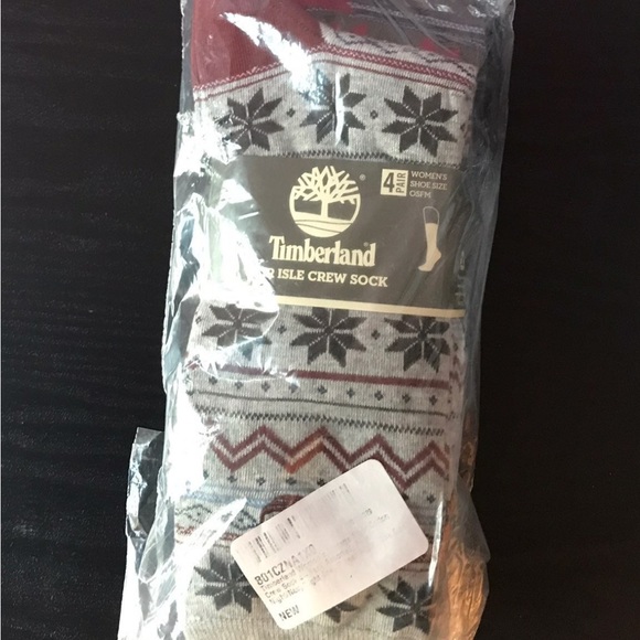 New Timberland Women’s Fair Isle Crew Socks 4pk - Picture 2 of 2
